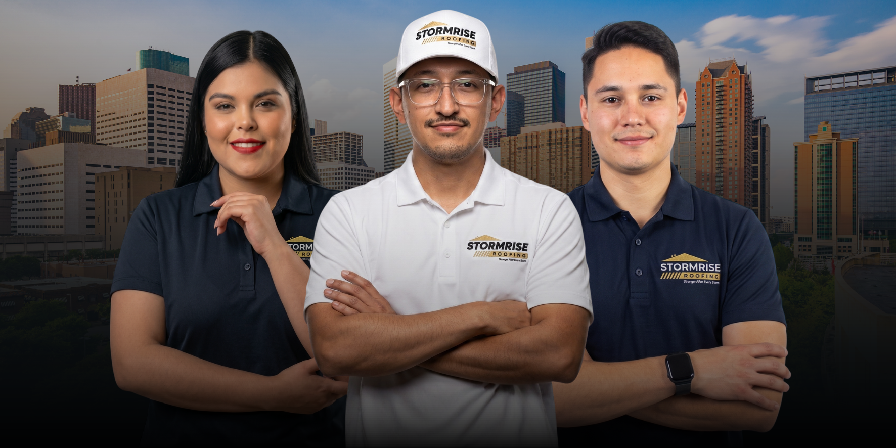 Rafael, Alfonso and Dulce — Stormrise Roofing co-founders in Houston